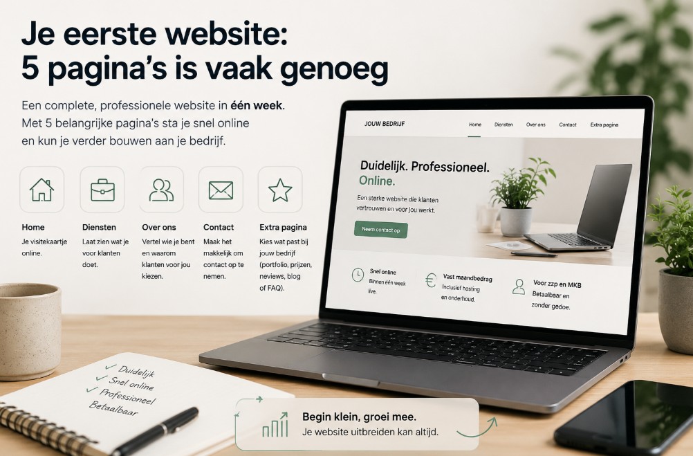 Met 5 pagina’s kun je al online